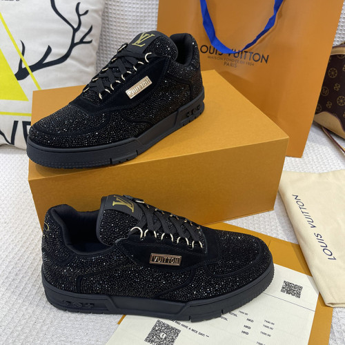 Louis Vuitton Womens Shoes Fashion Sneakers Design Luxury Brand LV TRAINER SNEAKER Mix of materials with Original Box 1A9JI9