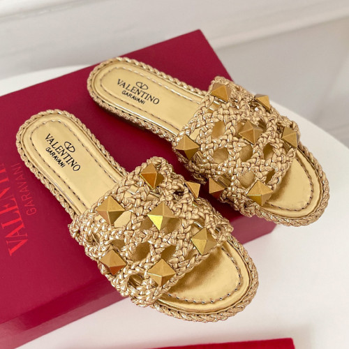Valentino Women Shoes Mule Flip Flop Sandals ROMAN STUD SLIDE SANDAL IN QUILTED NAPPA with Original Box Luxury Brand