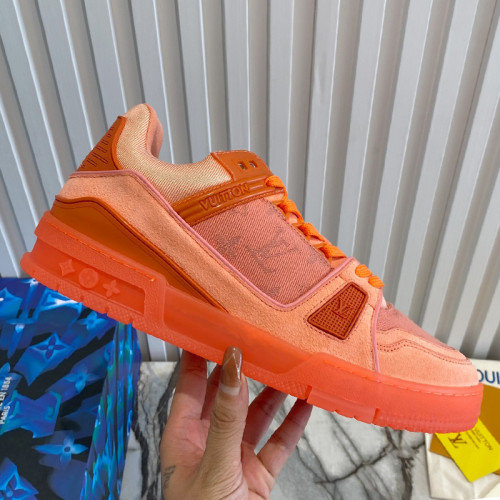 Louis Vuitton Womens Shoes Fashion Sneakers Design Luxury Brand LV TRAINER SNEAKER Blue Mix of materials with Original Box 1AA6YM