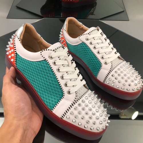Christian Louboutin Mens Shoes Luxury Brand Red Bottom Design Louis Junior Spikes Flat with Original Box CL sneakers