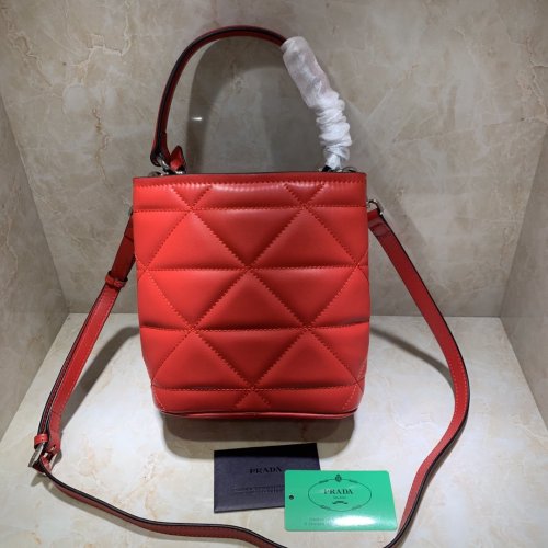 Prada Womens Bag Leather Shoulder Bag Bucket Bag