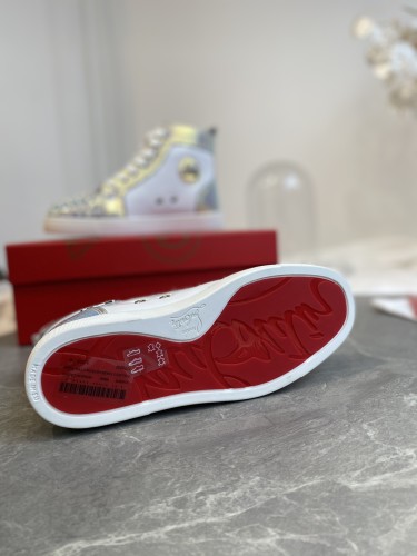 Christian Louboutin Mens Shoes Luxury Brand Red Bottom Design Louis Junior Spikes Flat with Original Box CL sneakers