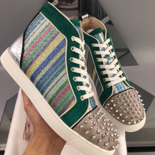 Christian Louboutin Mens Shoes Luxury Brand Red Bottom Design Louis Junior Spikes Flat with Original Box CL sneakers