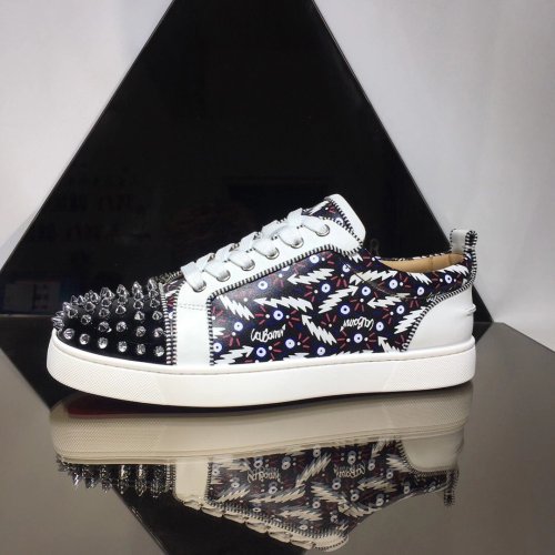 Christian Louboutin Mens Shoes Luxury Brand Red Bottom Design Louis Junior Spikes Flat with Original Box CL sneakers