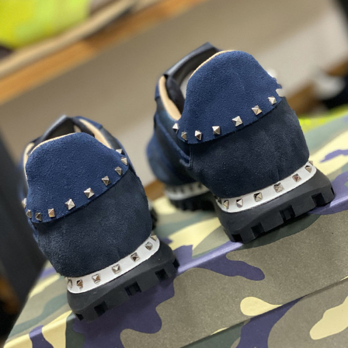 Valentino Men Shoes Fashion Design Luxury Brand ROCKRUNNER CAMOUFLAGE LAMINATED STUDDED SNEAKER with Original Box