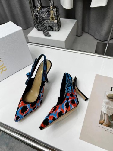 Dior Women Shoes Pumps Luxury Design Fashion Type High Heel Shoes for Wedding Style J'ADIOR SLINGBACK PUMP Blue Multicolor Mizza Cotton Embroidery KCP866MMR_S57P with Original Box