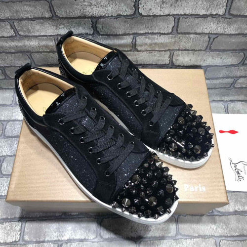 Christian Louboutin Mens Shoes Luxury Brand Red Bottom Design Louis Junior Spikes Flat with Original Box CL sneakers