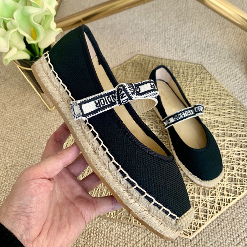 Dior Women Shoes Luxury Brand Design Dior Espadrille Nude Mesh Embroidery Womens Shoes with Original Box