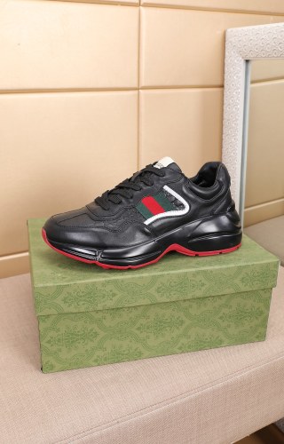 Gucci Women Shoes Women's Rhyton Gucci logo leather sneaker Luxury Brand with Original Box