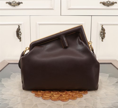 Fendi Womens Bags Clutch Luxury Brand FENDI FIRST MEDIUM Black leather bag 8BP127ABVEF0KUR without Original Box