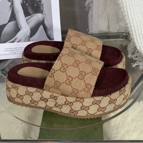 Gucci Womens Shoes Platform Slide Slippers Sandal Summer Design Luxury Brand Women's platform slide sandal with Original Box 623212 UKO00 2580