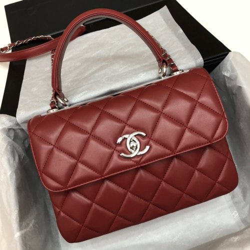 Chanel Womens Shoulder Bags Luxury Brand with Original Box Small Flap Bag With Top Handle Lambskin & Silver-Tone Metal