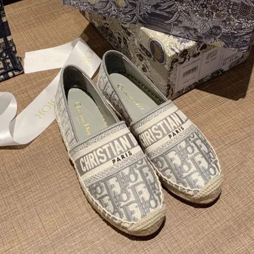 Dior Women Shoes Luxury Brand Design Dior Granville Espadrille Gray Dior Oblique Embroidered Cotton KCB585OBE_S33G