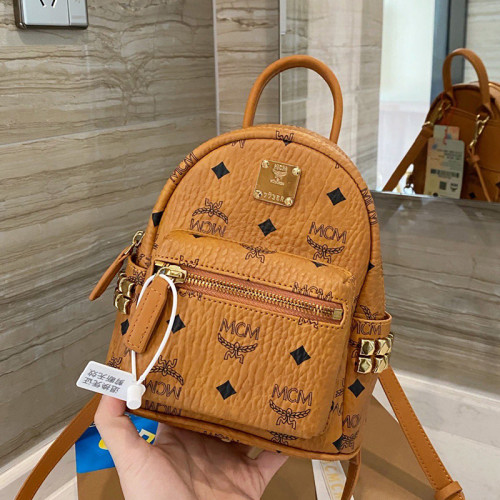 MCM Women Bags Backpacks Luxury Brand Stark Bebe Boo Backpack in Visetos with Original Box MMK6SVE92CO001