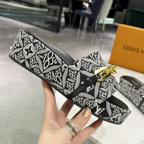 Louis Vuitton Womens Shoes Sandals Slippers Luxury Brand Louis Vuitton JUMBO FLATFORM MULE with Original Box 1A9QYY