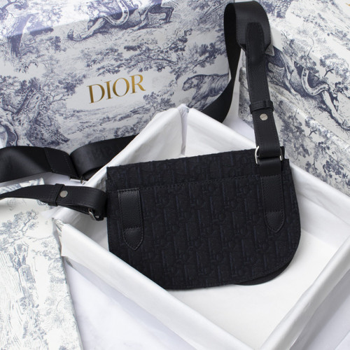 Dior Mens Bags Shoulder Messenger Bags Luxury Brand Dior SADDLE POUCH Black Dior Oblique Jacquard with Original Box 1ADPO095YKY_H00N