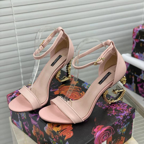 Dolce & Gabbana Womens Shoes Nappa Leather Sandals with Baroque D&G Heel 9cm