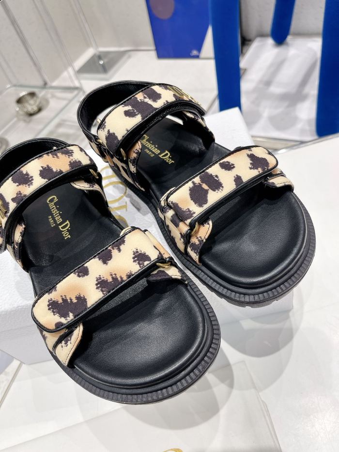 Dior Women Shoes Sandals Luxury Brand DIORACT SANDAL Multicolor Printed Silk with Original Box KCQ549MZS_S57P