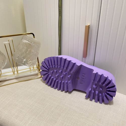 Gucci Womens Shoes Sandals Slides Slippers Luxury Brand Women's platform perforated G sandal in lilac rubber 663577 JFB00 5306 with Original Box