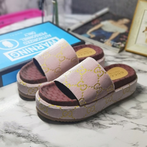 Gucci Mens Shoes Sandals Slides Slippers Luxury Brand Thick Sole Design with Original Box