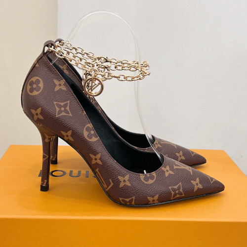 Louis Vuitton Womens Shoes Sandals Slippers Leather Design Luxury Brand MANSION SL.BACK PUMP 9cm Heel Fashion Sandals with Original Box 1A964O