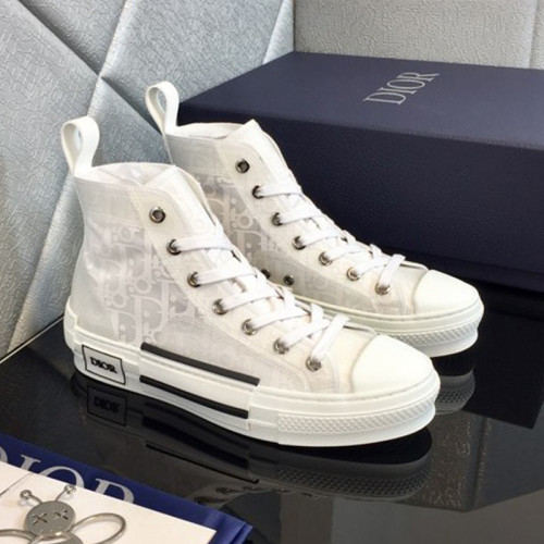 Dior Mens Shoes Sneakers Casual Luxury Brand B23 HIGH-TOP SNEAKER White Dior Oblique Canvas with Original Box 3SH118YNT_H060