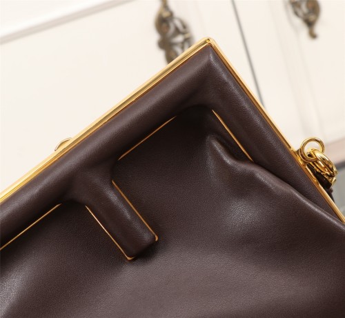 Fendi Womens Bags Clutch Luxury Brand FENDI FIRST MEDIUM Black leather bag 8BP127ABVEF0KUR without Original Box
