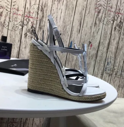 Yves Saint Laurent YSL Women Shoes Sandals Luxury Brand TRIBUTE ESPADRILLES WEDGE IN SMOOTH LEATHER with Original Box