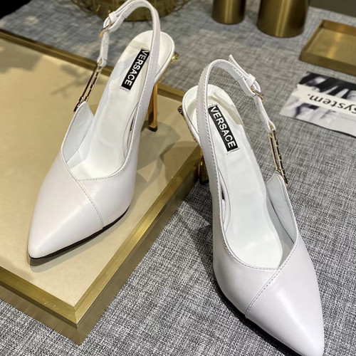 Versace Brand Womens Sandals Shoes Leather Big Size LA MEDUSA SLING-BACK PUMPS High Heel Design Luxury Brand Sandals for Women