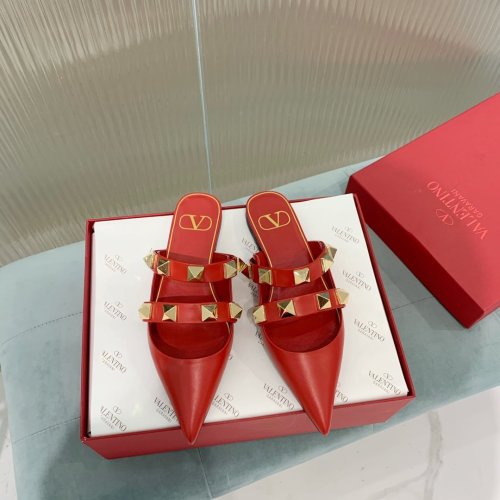 Valentino Women Shoes Mule Flip Flop Sandals ROMAN STUD FLAT MULE IN CALFSKIN with Original Box Luxury Brand