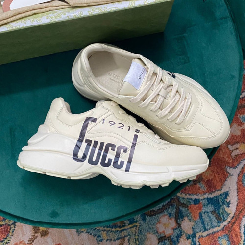 Gucci Women Shoes Women's Rhyton Gucci logo leather sneaker Luxury Brand with Original Box
