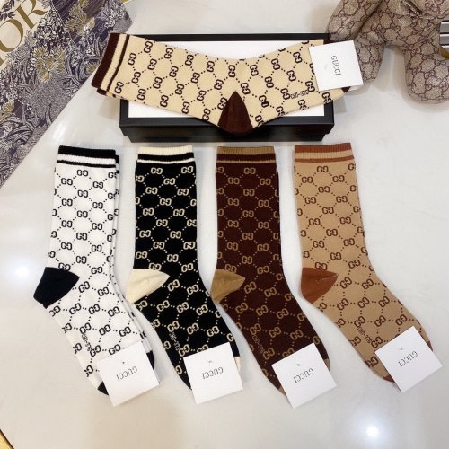 Gucci Socks 5 Pairs with Original Box Luxury Brand Breathable Gucci Sock