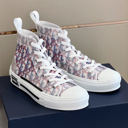 Dior Mens Shoes Sneakers Casual Luxury Brand B23 HIGH-TOP SNEAKER Dior Oblique Canvas with Original Box 3SH118ZMK_H761