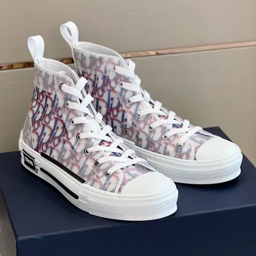 Dior Mens Shoes Sneakers Casual Luxury Brand B23 HIGH-TOP SNEAKER Dior Oblique Canvas with Original Box 3SH118ZMK_H761