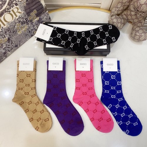 Gucci Socks 5 Pairs with Original Box Luxury Brand Breathable Gucci Sock