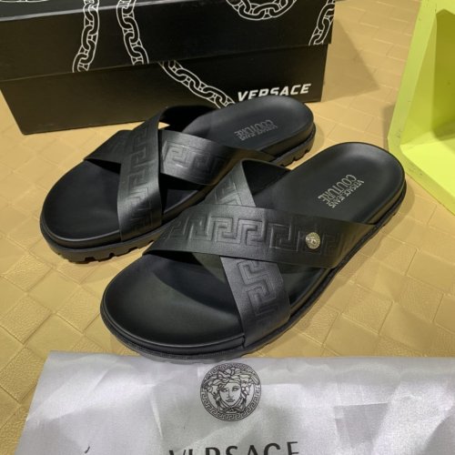Versace Men Shoes Luxury Designer EMBOSSED GRECA SANDALS # DSU7871-DVIGEC_D41E