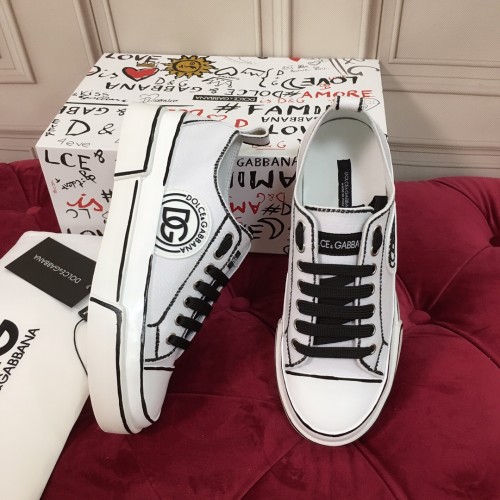 Dolce&Gabbana Womens Shoes Sneakers Fashion Type Luxury Brand Two-tone canvas Portofino Light Low-top sneakers with DG logo with Original Box