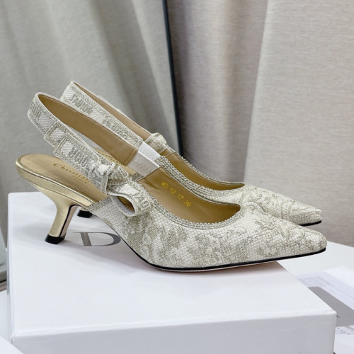 Dior Women Shoes Pumps Luxury Design Fashion Type High Heel Shoes for Wedding Style J'ADIOR SLINGBACK PUMP Cotton Embroidery with Micro Houndstooth Motif with Original Box