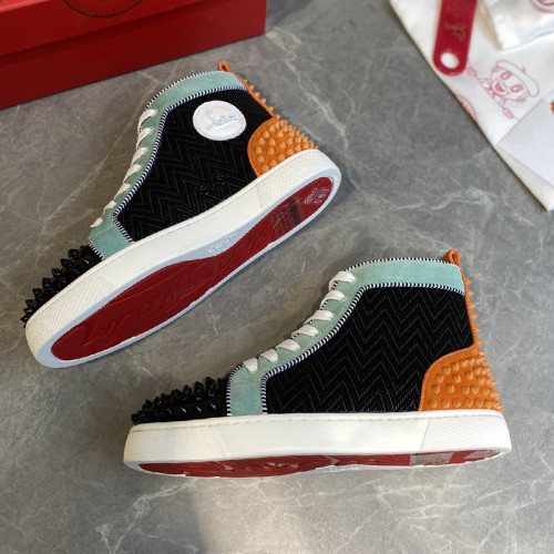 Christian Louboutin Mens Shoes Luxury Brand Red Bottom Design Louis Junior Spikes Flat with Original Box CL sneakers