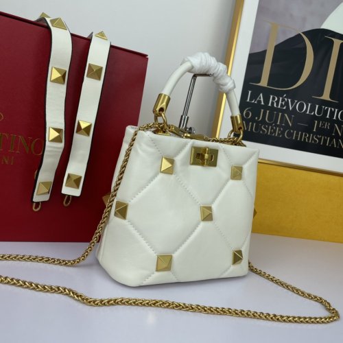 Valentino Womens Bags Crossbody Bags Handbags Luxury Brand SMALL ROMAN STUD THE HANDLE BAG IN NAPPA VW0B0I97BSF098 with Original Box