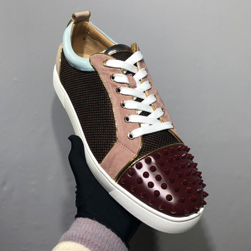 Christian Louboutin Mens Shoes Luxury Brand Red Bottom Design Louis Junior Spikes Flat with Original Box CL sneakers