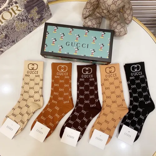 Gucci Socks 5 Pairs with Original Box Luxury Brand Breathable Gucci Sock
