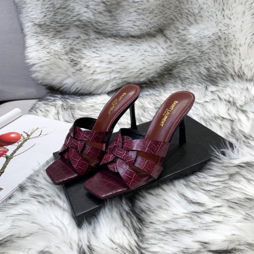 Saint Laurent YSL Womens Shoes TRIBUTE HEELED MULES IN SMOOTH LEATHER 9CM