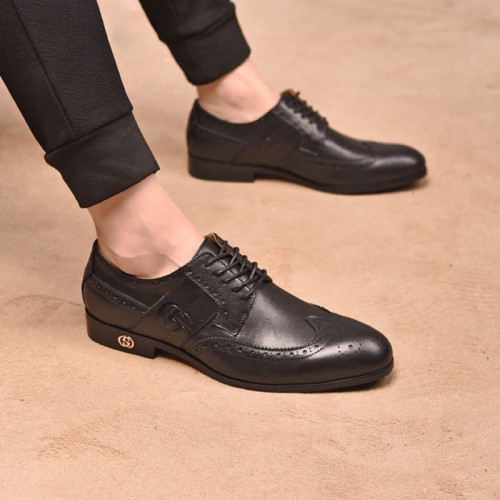 Gucci Mens Shoes Leather Design Luxury Brand Business Dress Shoes for Men with Original Box