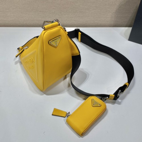 Prada Mens Womens Bags Shoulder Messenger Bags Handbags Luxury Brand Prada Triangle leather shoulder bag with Original Box 1BH190_2BYA_F0377_V_BRO