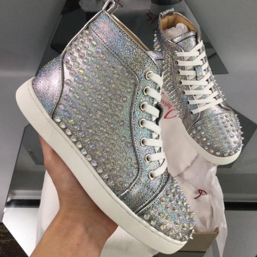 Christian Louboutin Mens Shoes Luxury Brand Red Bottom Design Louis Junior Spikes Flat with Original Box CL sneakers