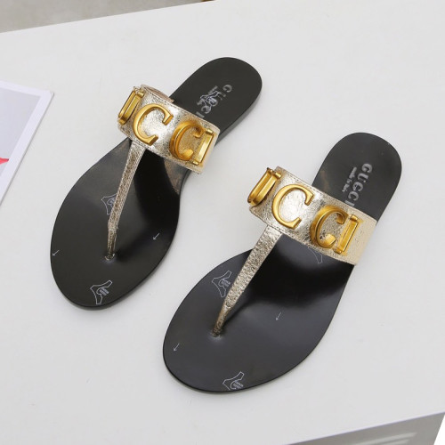 Gucci Womens Shoes Sandals Casual Design Luxury Brand Classic Leather thong sandal with Double G ‎497444 A3N00 1000 with Original Box