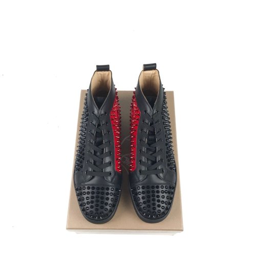 Christian Louboutin Mens Shoes Luxury Brand Red Bottom Design Louis Junior Spikes Flat with Original Box CL sneakers
