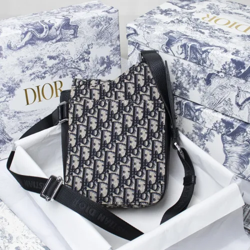 Dior Mens Bags Crossbody Bags SADDLE POUCH Beige and Black Dior Oblique Jacquard