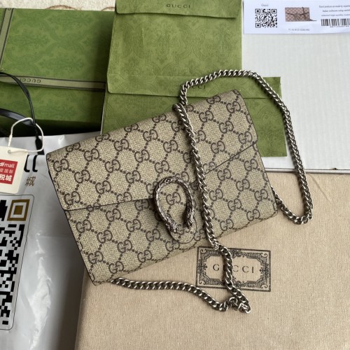 Gucci Womens Bags Crossbody Shoulder Messenger Bags Luxury Brand Dionysus GG Supreme chain wallet ‎401231 KHNSN 8642 with Original Box
